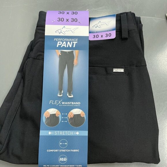 NEW Greg Norman Men's 30x30 Performance Black Pants Flex Waistband Comfort - Picture 2 of 9